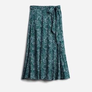 Skies Are Blue Green Patterned Midi Skirt